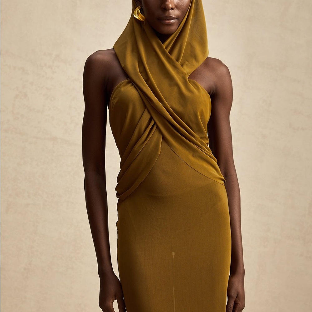 KOIR Olive Draped Hooded Maxi Dress | Inspired by saint Laurent / Cult Gaia - Picture 16 of 16